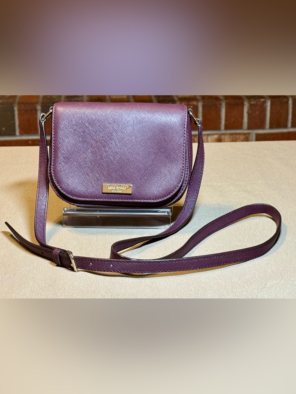 kate spade Deep Plum Saffiano Leather Crossbody Bag